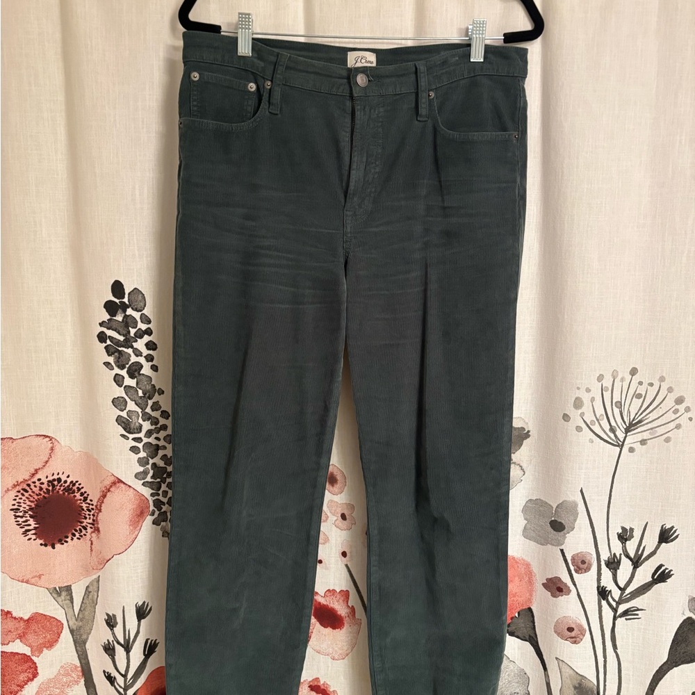 J. Crew Green Straight Leg Corduroy Pants